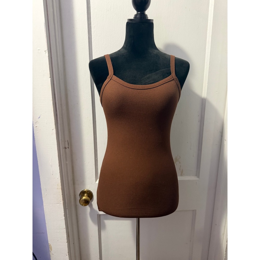 No Boundaries Brown Ribbed Tank Top XS Sleeveless Scoop Neck Camisole